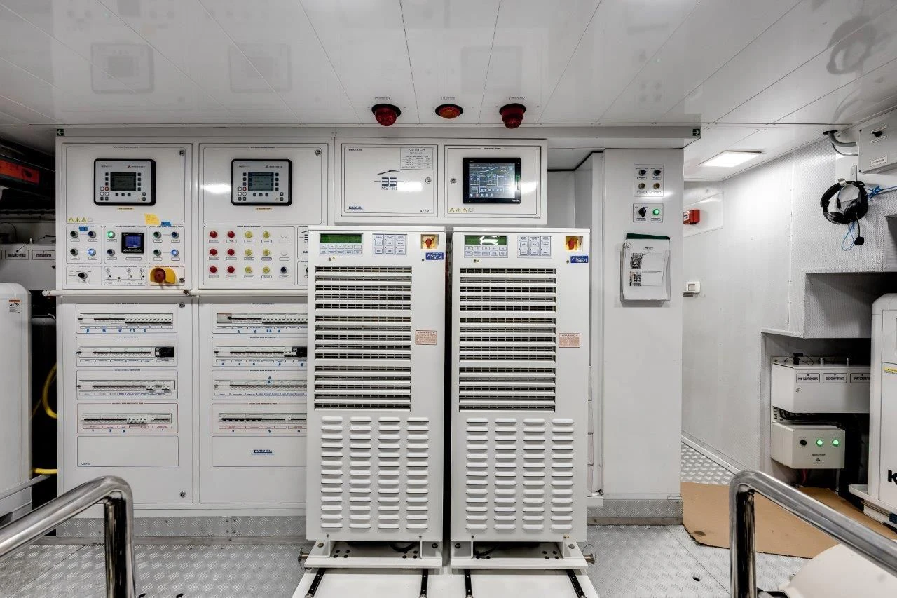a room with several computer servers aboard ECLIPSE Yacht for Sale