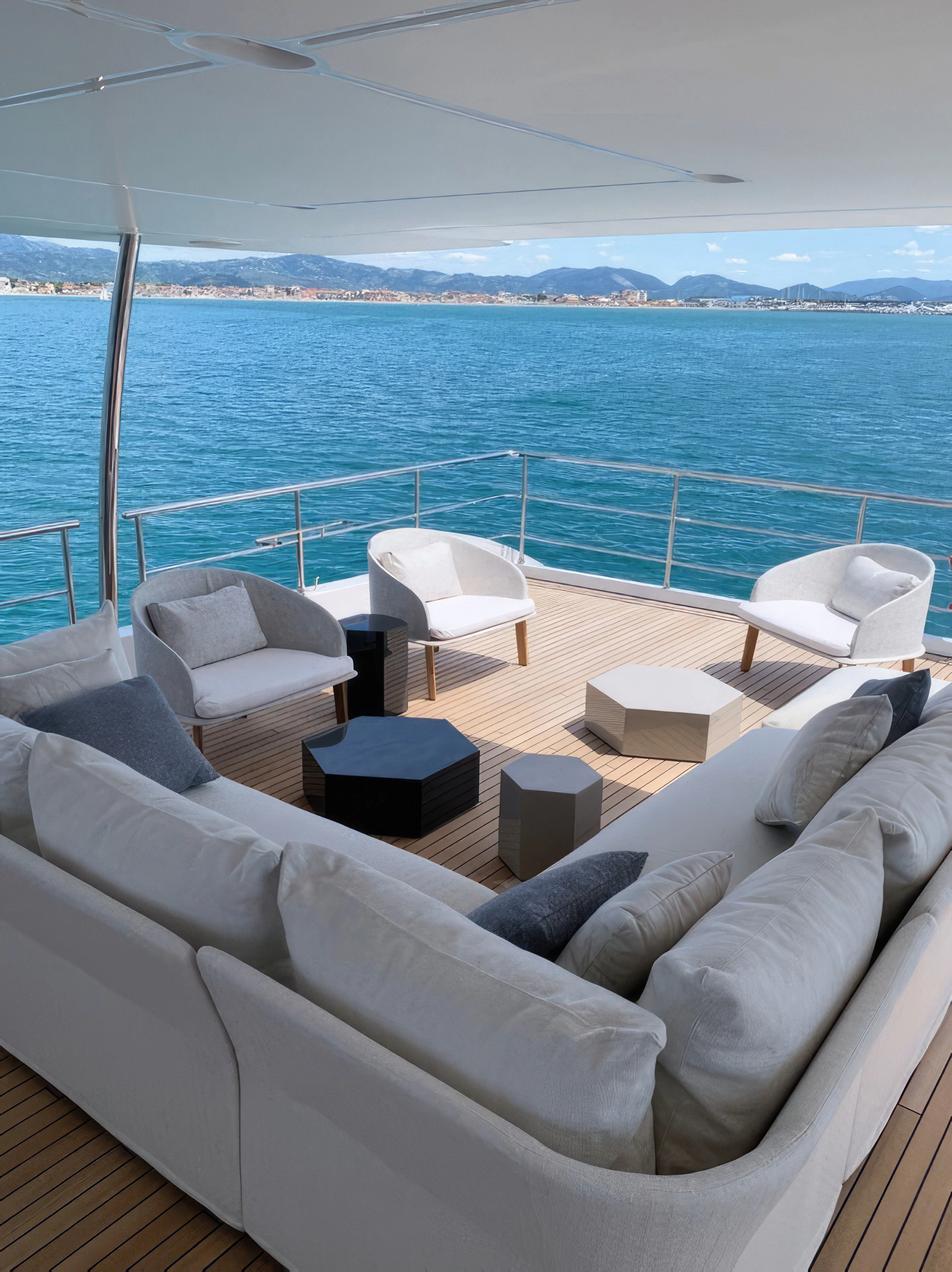 a lounge area on a boat aboard ECLIPSE Yacht for Sale