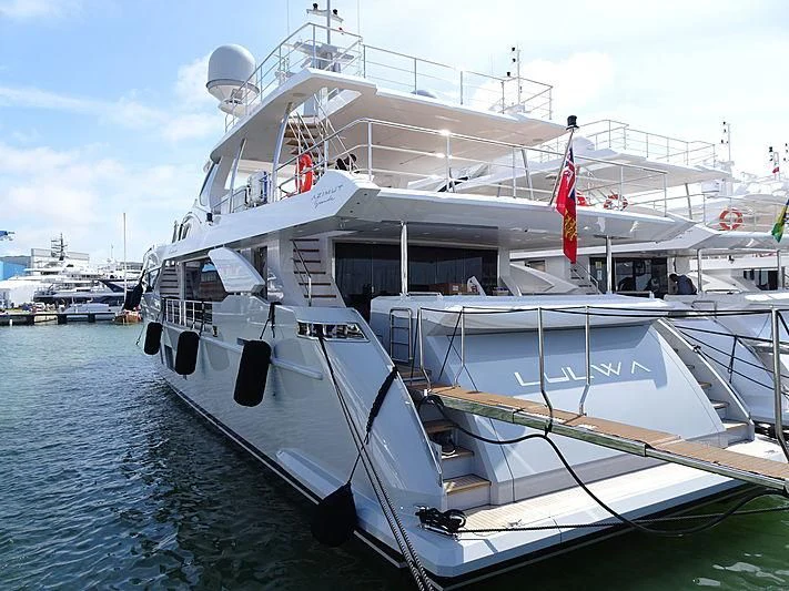 a large white boat in the water aboard ECLIPSE Yacht for Sale