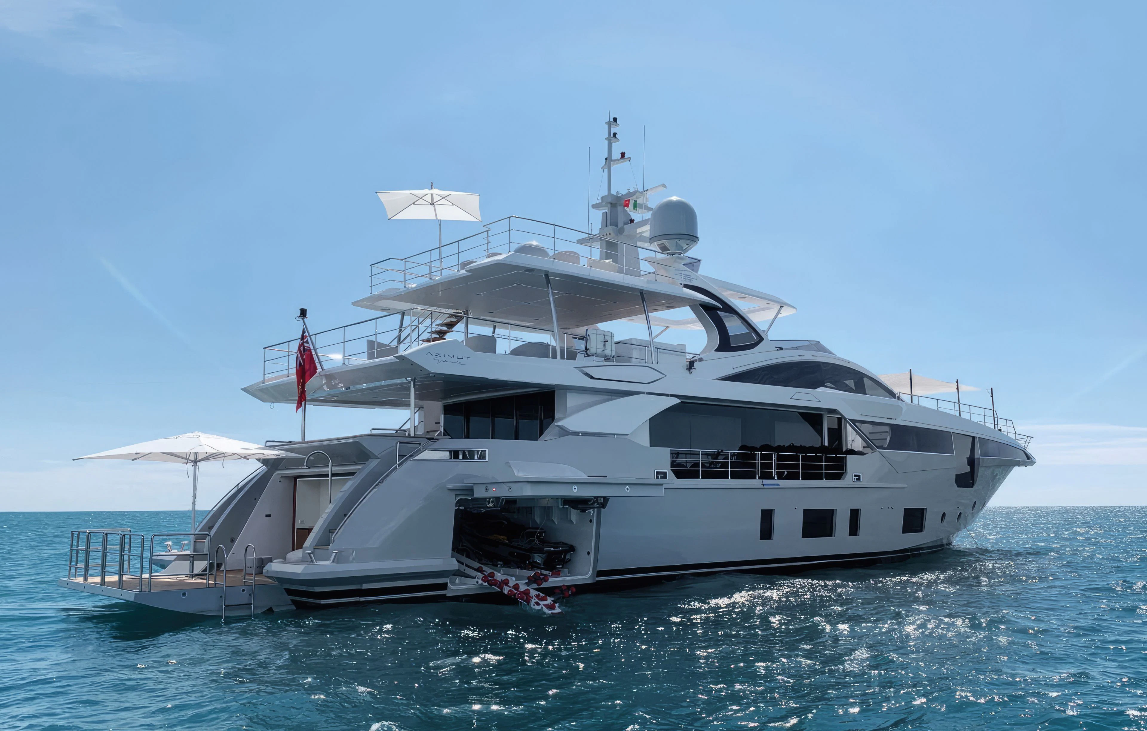 a large white boat in the water aboard ECLIPSE Yacht for Sale