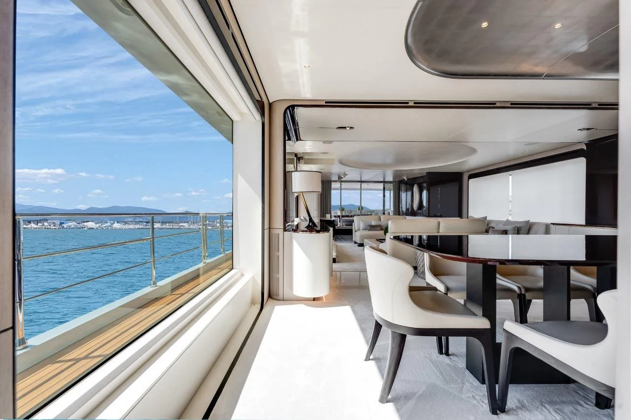 a room with a view of the ocean and the ocean aboard ECLIPSE Yacht for Sale