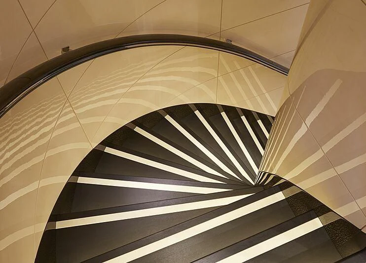 a staircase with a glass ceiling aboard MADAME KATE Yacht for Sale