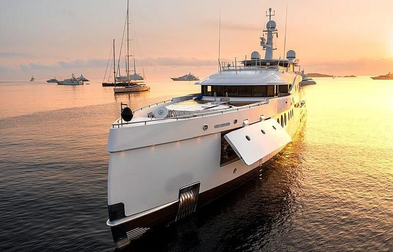 a large white boat in the water aboard MADAME KATE Yacht for Sale
