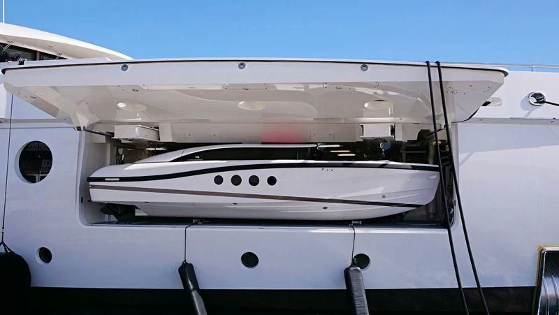 the front of a white yacht aboard MADAME KATE Yacht for Sale