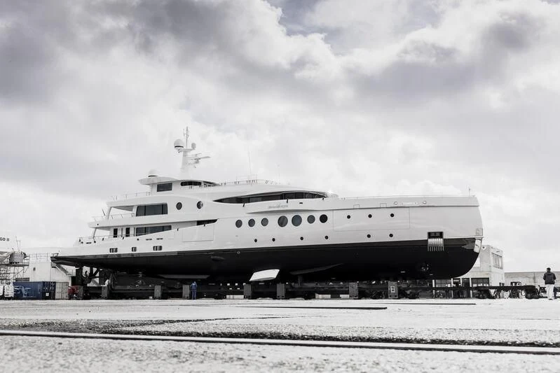 a large white ship aboard MADAME KATE Yacht for Sale