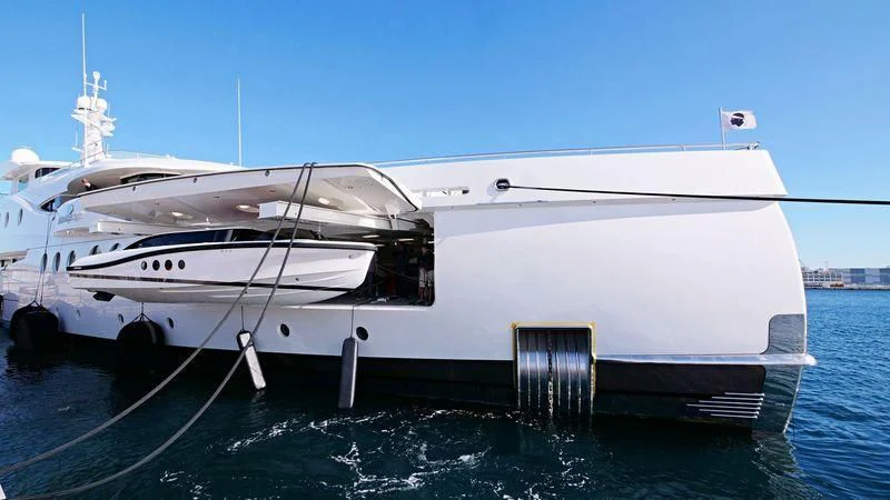 a white boat on the water aboard MADAME KATE Yacht for Sale
