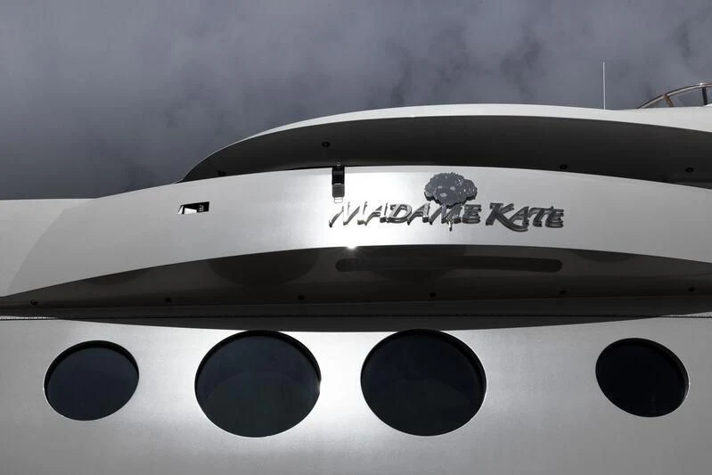 the front of a white car aboard MADAME KATE Yacht for Sale