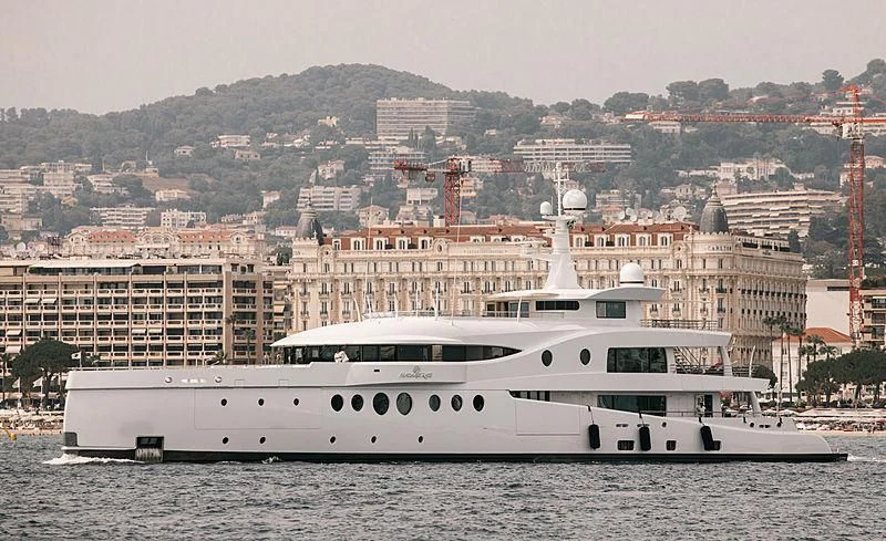 a large white boat in the water aboard MADAME KATE Yacht for Sale