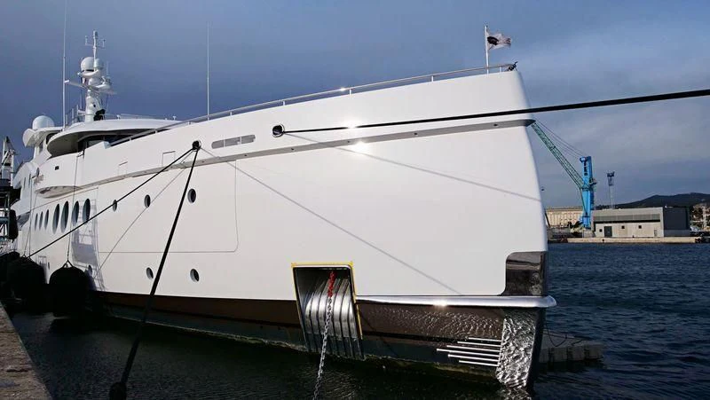 a large white ship aboard MADAME KATE Yacht for Sale