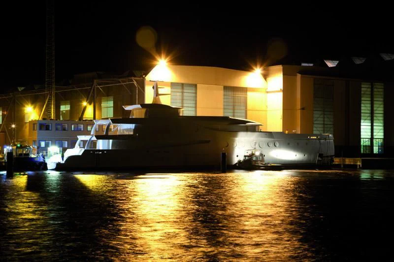 a large ship in the water aboard MADAME KATE Yacht for Sale