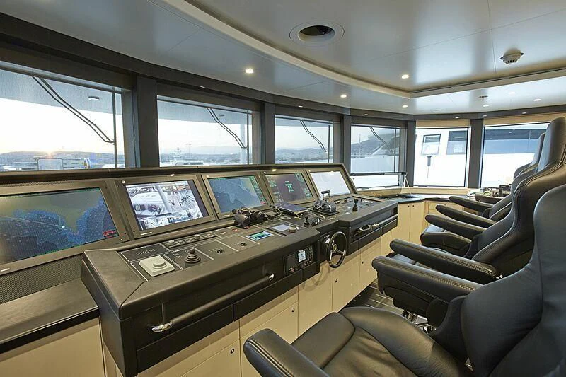 inside of a vehicle with many computers aboard MADAME KATE Yacht for Sale