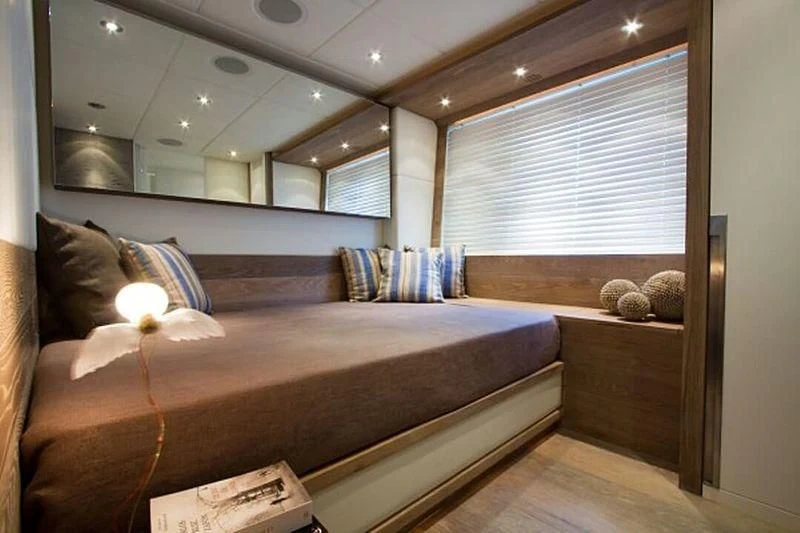 a bed in a room aboard AHT Yacht for Sale