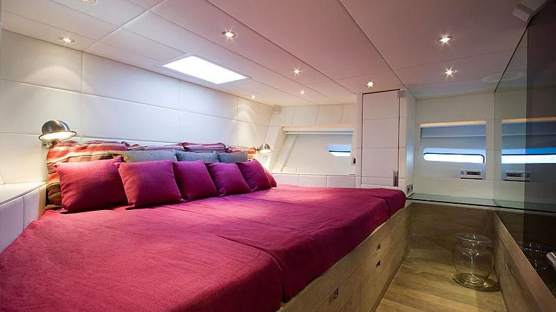 a bed in a room aboard AHT Yacht for Sale