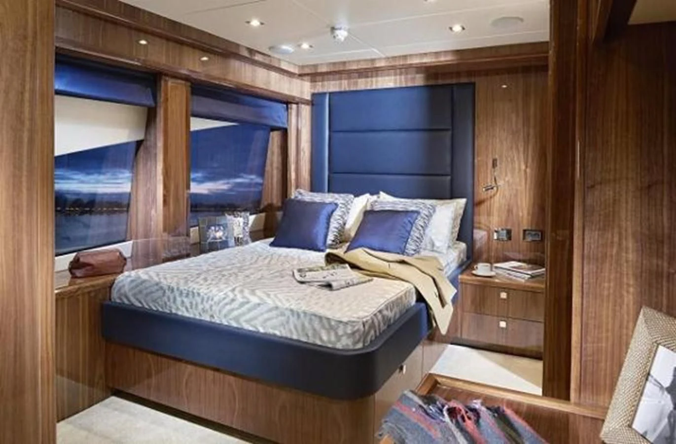 a room with a bed and a window aboard ZOZO Yacht for Sale