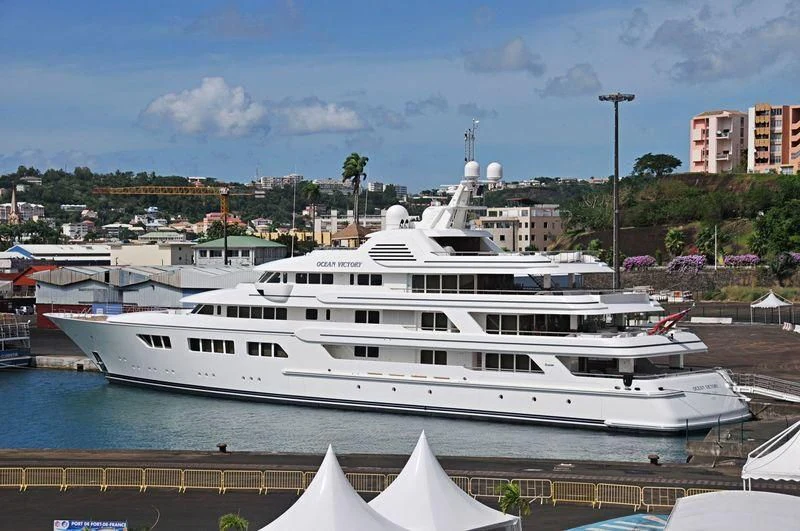 a large white yacht aboard EBONY SHINE Yacht for Sale