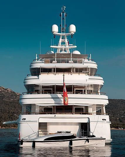 a large white boat aboard EBONY SHINE Yacht for Sale
