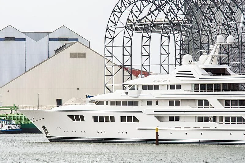 a large white ship aboard EBONY SHINE Yacht for Sale