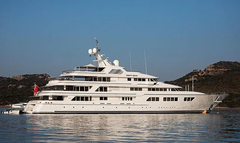 a large white yacht aboard EBONY SHINE Yacht for Sale