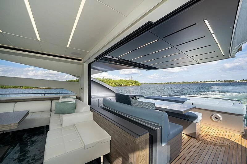a room with a view of the ocean and the ocean aboard UPTOWN GIRL Yacht for Sale