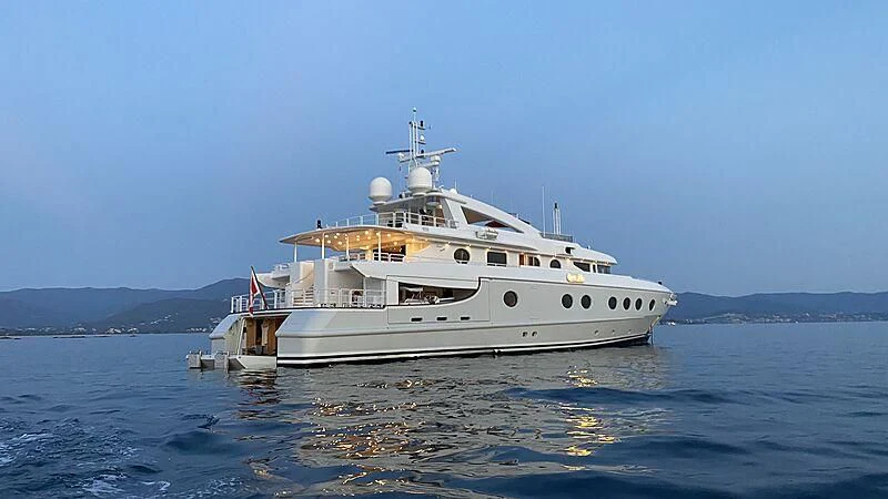 a large white boat in the water aboard QUEEN AIDA Yacht for Sale
