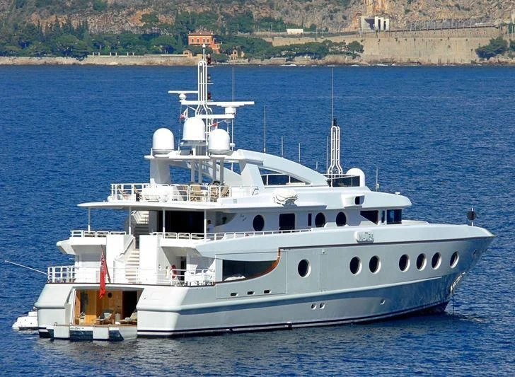 a large white boat in the water aboard QUEEN AIDA Yacht for Sale