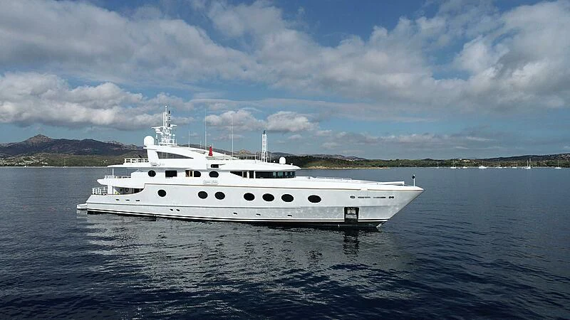 a white yacht in the water aboard QUEEN AIDA Yacht for Sale