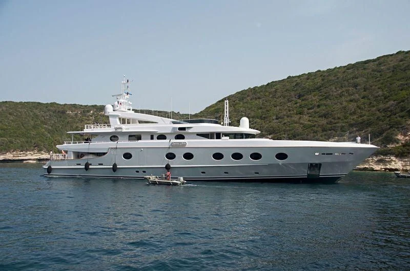 a large white yacht in the water aboard QUEEN AIDA Yacht for Sale