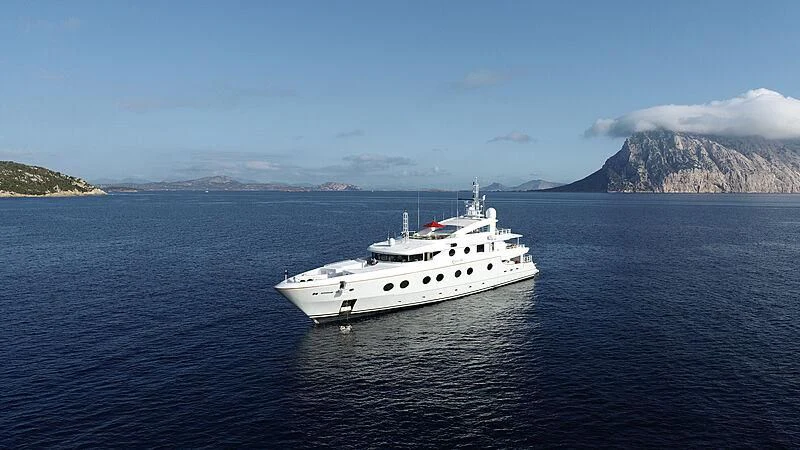 a white yacht in the water aboard QUEEN AIDA Yacht for Sale