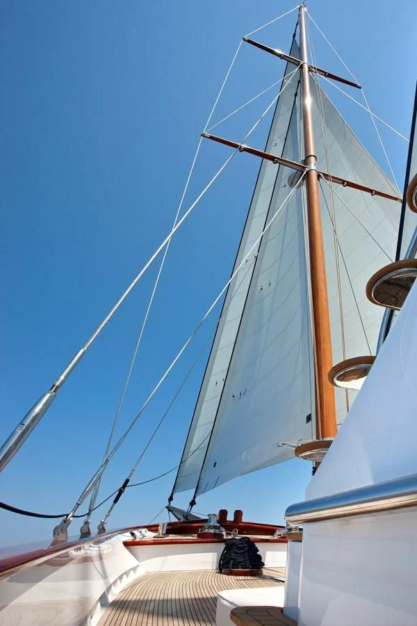 a sailboat with ropes aboard IRAKLIS L Yacht for Charter
