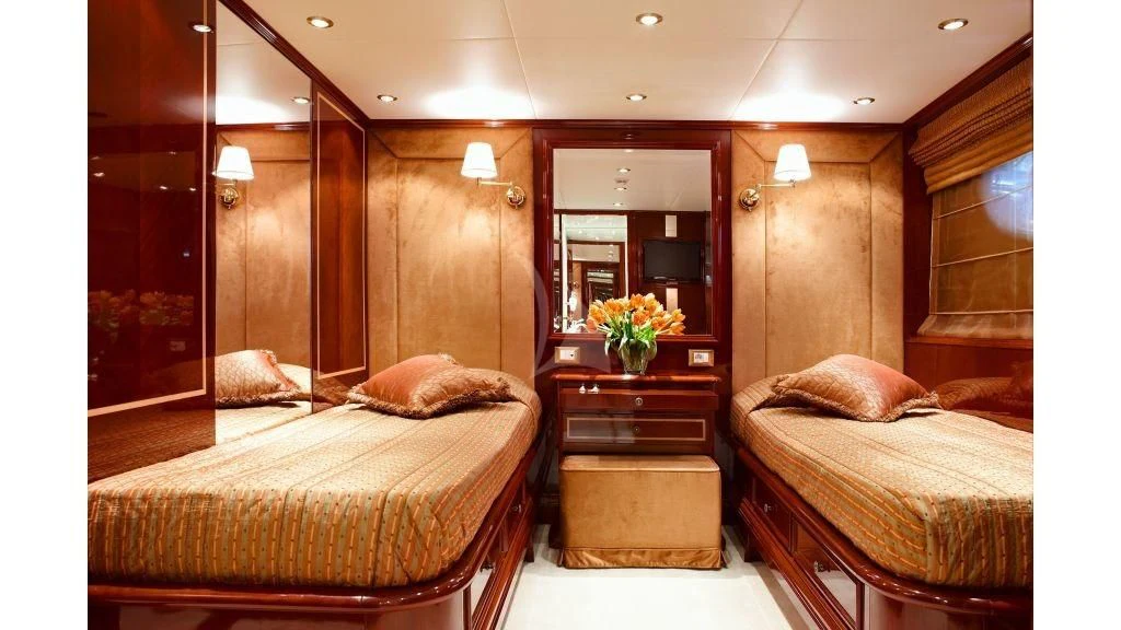 a room with two beds aboard IRAKLIS L Yacht for Charter