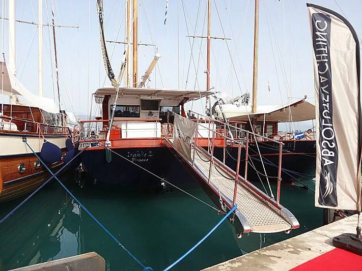 a group of boats are parked aboard IRAKLIS L Yacht for Charter