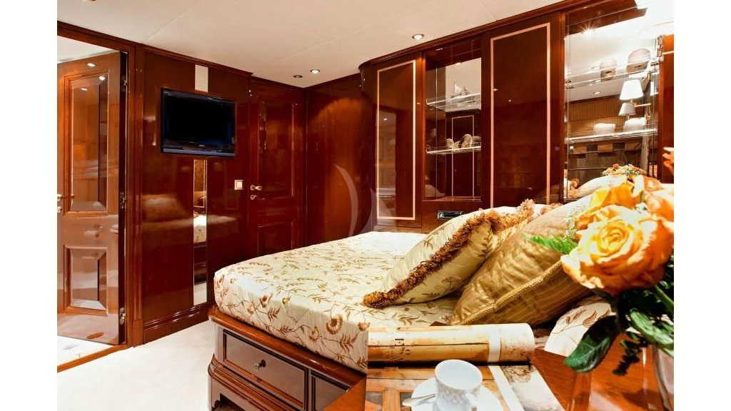 a bed in a room aboard IRAKLIS L Yacht for Charter
