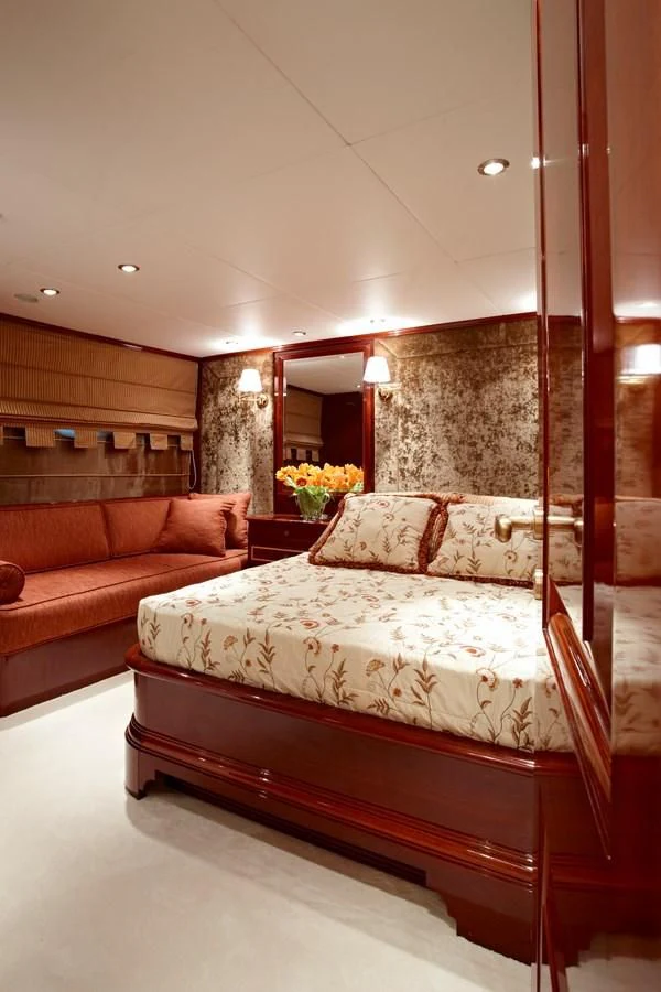 a bed in a room aboard IRAKLIS L Yacht for Charter