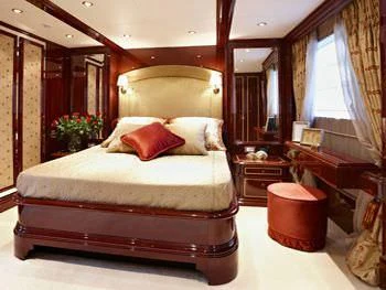 a bed in a room aboard IRAKLIS L Yacht for Charter