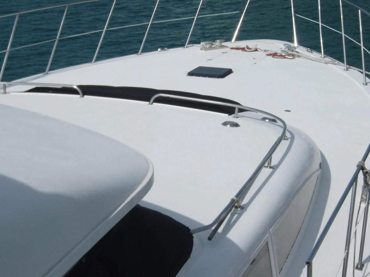 a white boat with a black handle aboard LADY CHARLOTTE Yacht for Sale