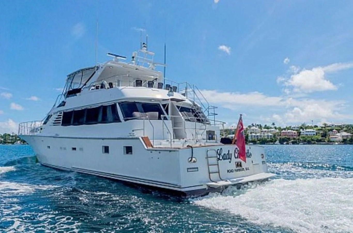 a large white boat on the water aboard LADY CHARLOTTE Yacht for Sale
