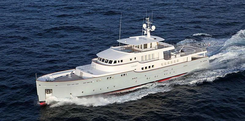 a white boat on the water aboard ELISABET Yacht for Sale