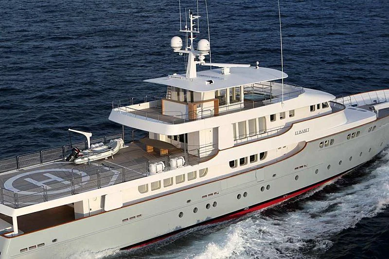 a large white boat in the water aboard ELISABET Yacht for Sale