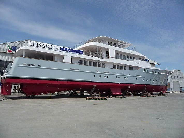 a large white boat aboard ELISABET Yacht for Sale