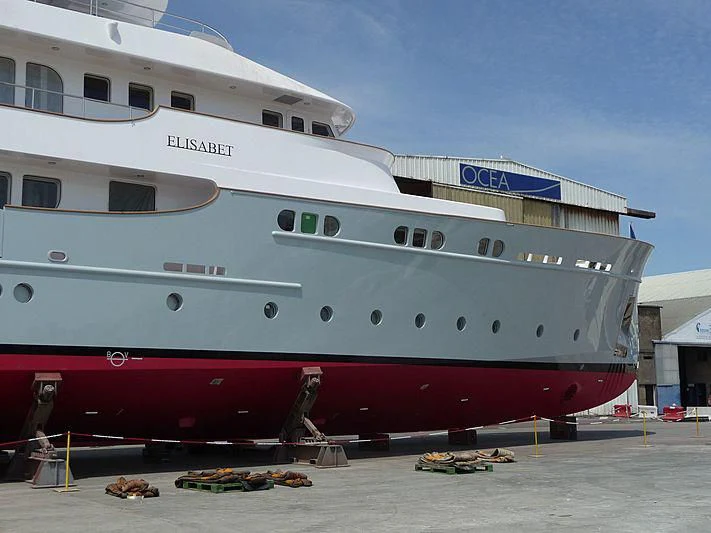 a large white ship aboard ELISABET Yacht for Sale