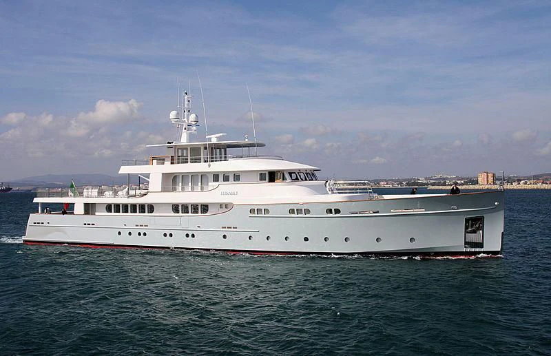 a large white boat in the water aboard ELISABET Yacht for Sale