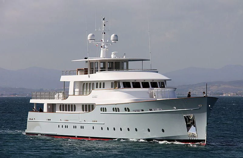 a large white boat in the water aboard ELISABET Yacht for Sale