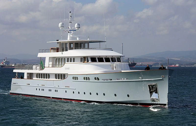 a large white boat in the water aboard ELISABET Yacht for Sale