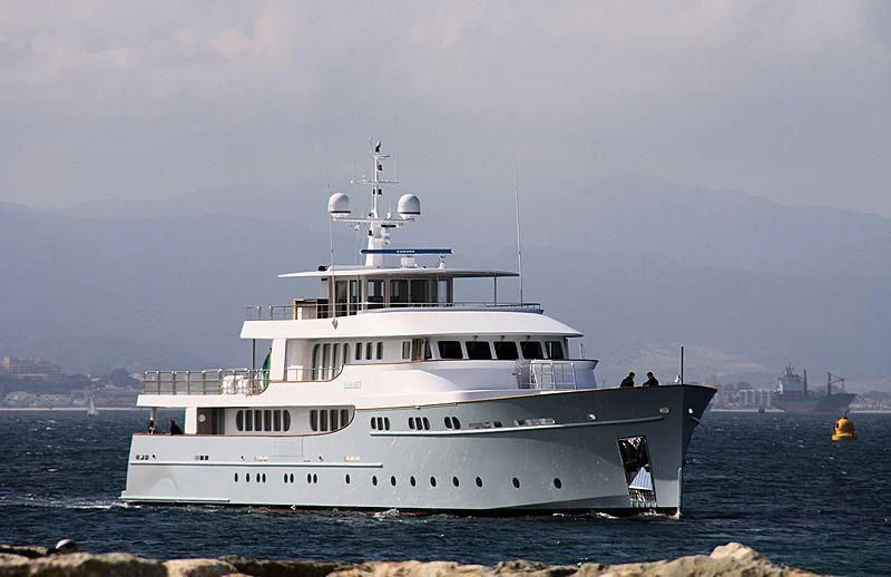 a large white boat in the water aboard ELISABET Yacht for Sale