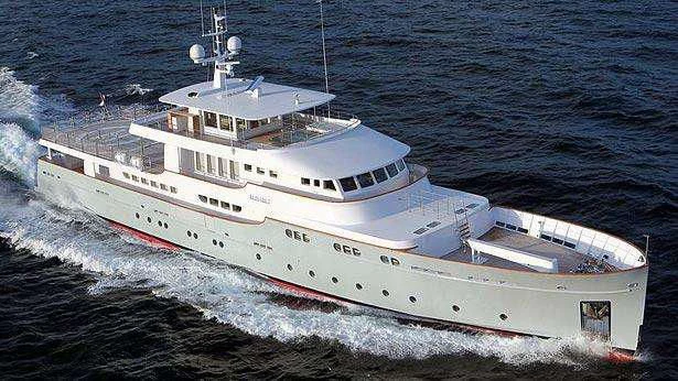 a large white ship on the water aboard ELISABET Yacht for Sale
