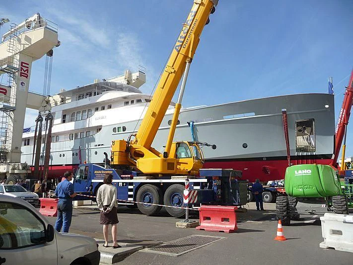 a crane on a boat aboard ELISABET Yacht for Sale