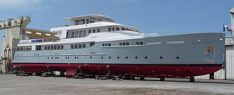 a large white ship aboard ELISABET Yacht for Sale