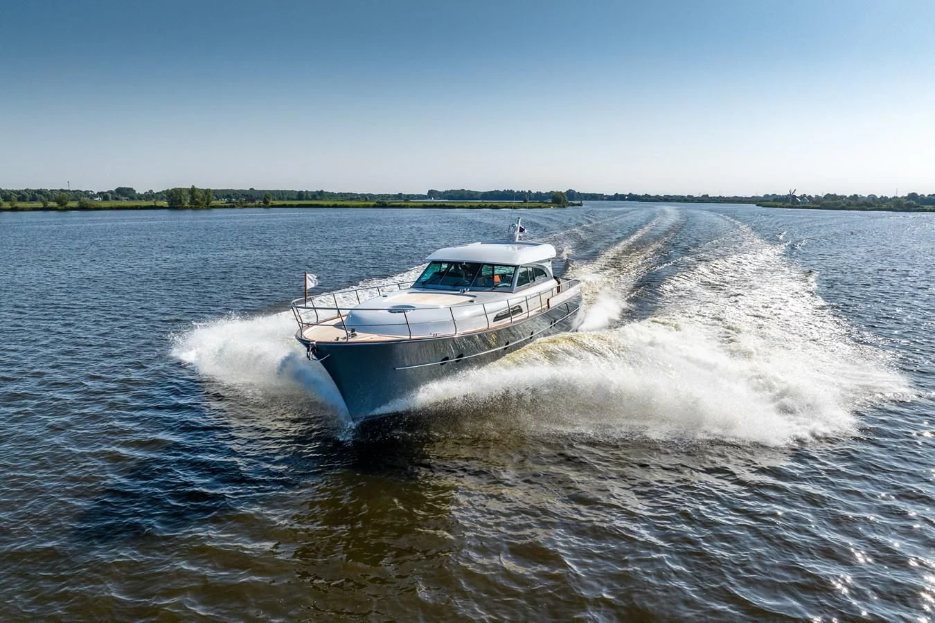 a boat splashing in water aboard OYSTER Yacht for Sale