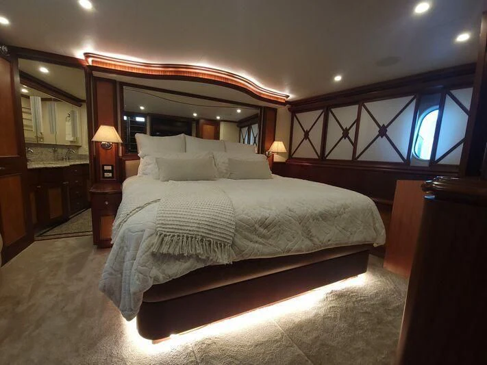a bed in a room aboard SOUTHERN BREW Yacht for Sale