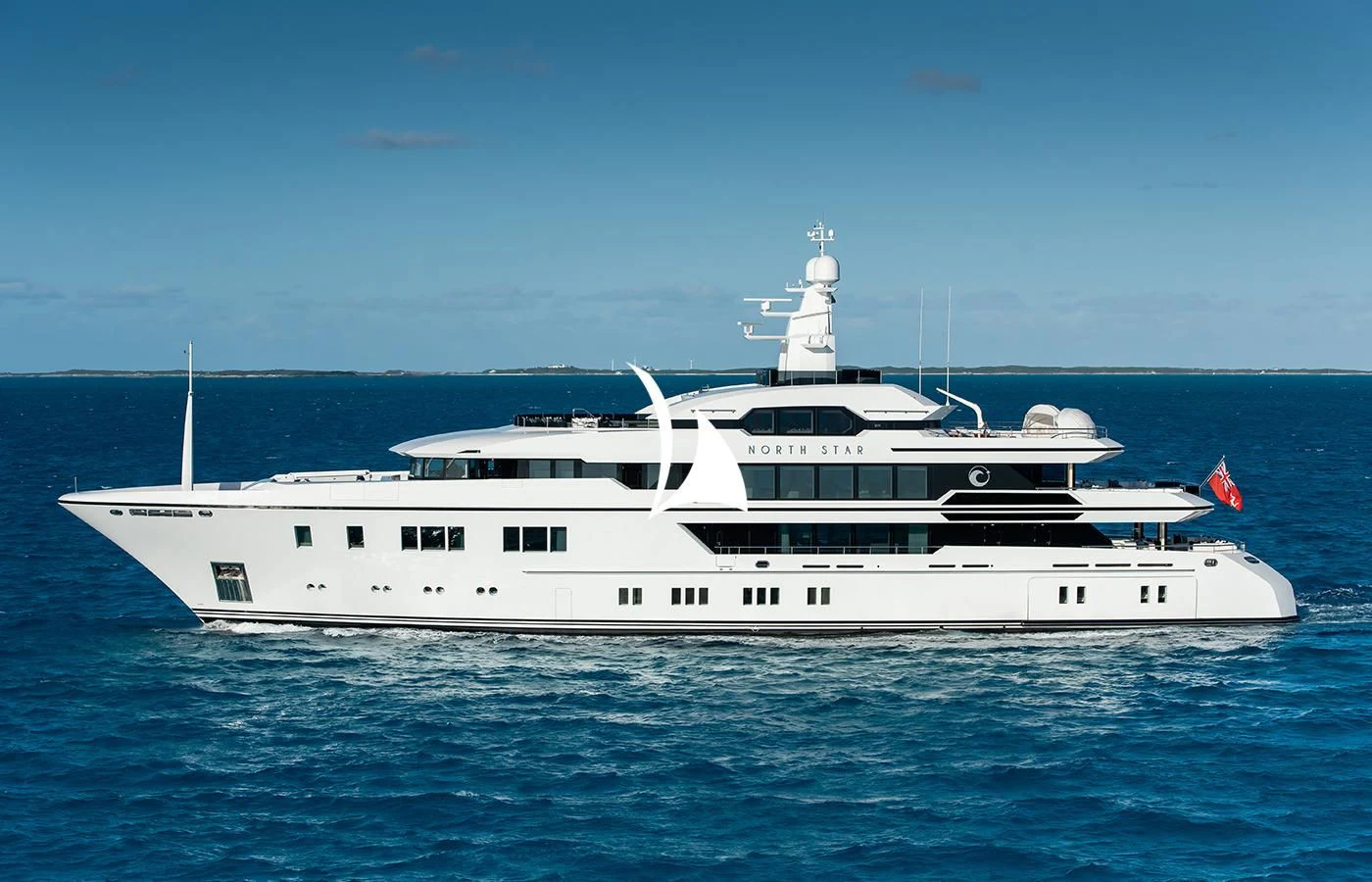 a white yacht in the water aboard NORTH STAR Yacht for Sale